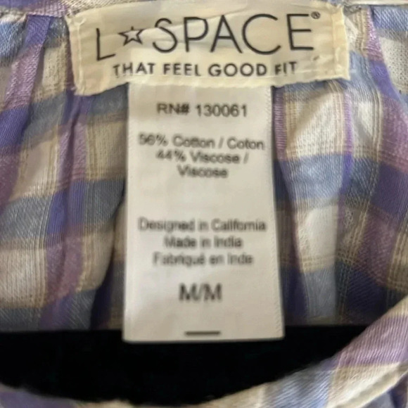 L* Space Vida Gingham Dress or Cover Up Med Purple & White Checkered - Picture 5 of 6
